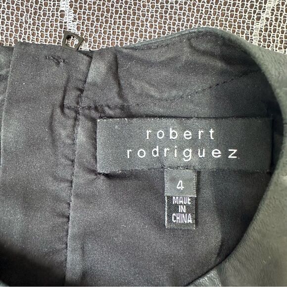 Robert Rodriguez Black Stretch Knit and Leather Long Sleeve Dress Sz 4 - Picture 9 of 13